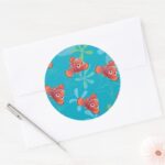 Nemo Teal Pattern Classic Round Sticker
