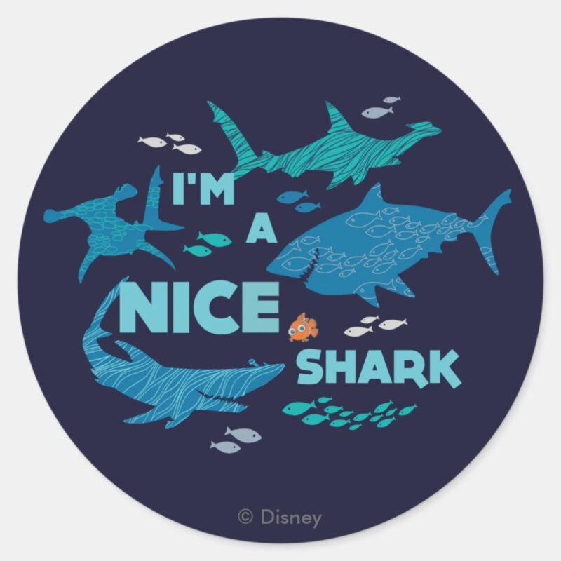 Nemo And Sharks Im A Nice Shark Classic Round Sticker
