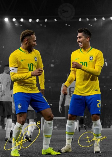 Neymar Jr And Roberto Firmino Soccer Poster