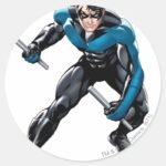 Nightwing With Weapons Classic Round Sticker