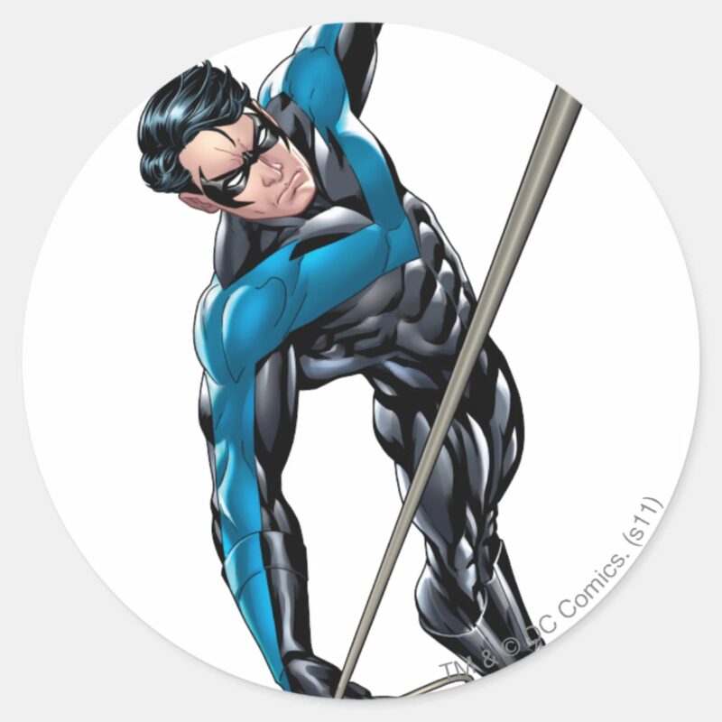 Nightwing With Rope Classic Round Sticker Nightwing With Rope Classic Round Sticker