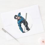 Nightwing With Rope Classic Round Sticker