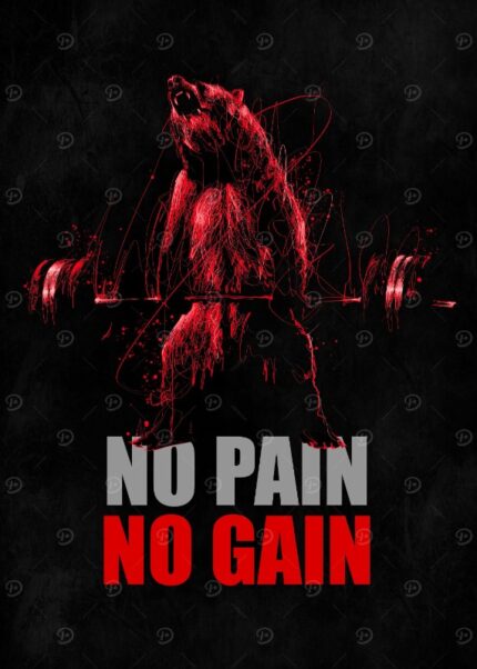 No Pain No Gain Gym Bear Poster