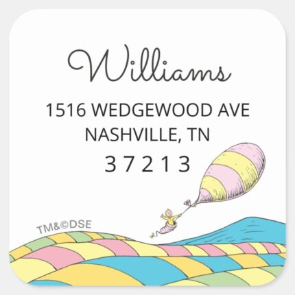 Oh Baby The Places Youll Go Address Square Sticker