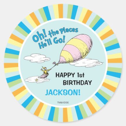 Oh The Places Hell Go First Birthday Classic Round Sticker