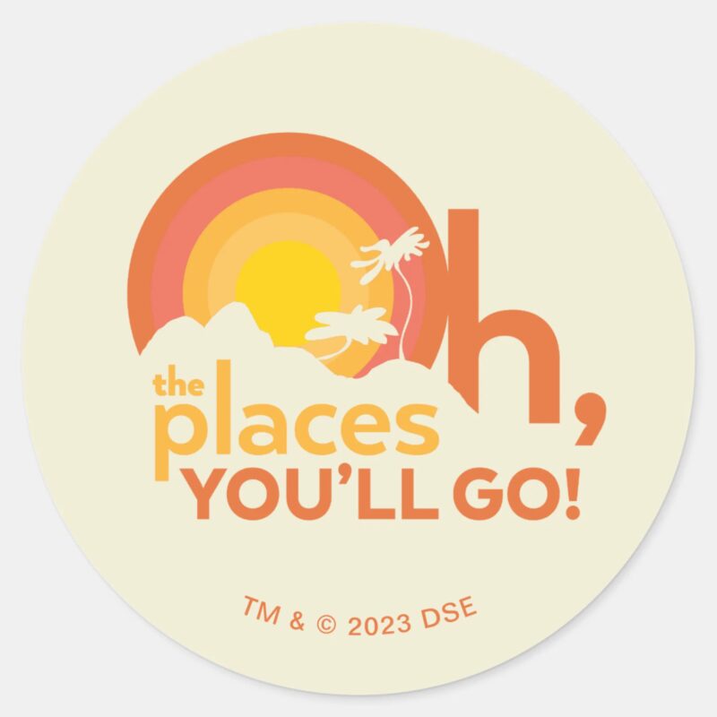 Oh The Places Youll Go Landscape Typography Classic Round Sticker