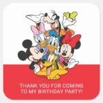 Oh Toodles Mickey Friends Birthday Thank You Square Sticker