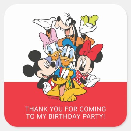 Oh Toodles Mickey Friends Birthday Thank You Square Sticker