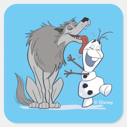 Olaf Licked By Wolf Square Sticker