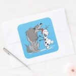 Olaf Licked By Wolf Square Sticker