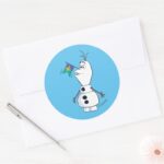 Olaf With Flag Nose Classic Round Sticker