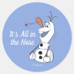 Olaf With Paddle Ball Nose Classic Round Sticker
