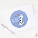 Olaf With Paddle Ball Nose Classic Round Sticker