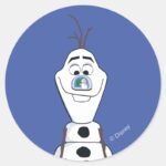 Olaf With Snowglobe Nose Classic Round Sticker