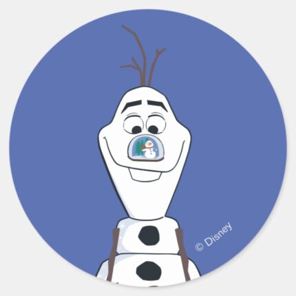 Olaf With Snowglobe Nose Classic Round Sticker
