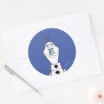 Olaf With Snowglobe Nose Classic Round Sticker