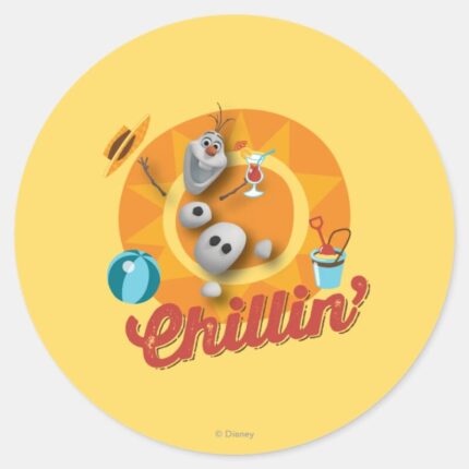 Olaf Chillin In Orange Circle Classic Round Sticker