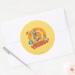 Olaf Chillin In Orange Circle Classic Round Sticker
