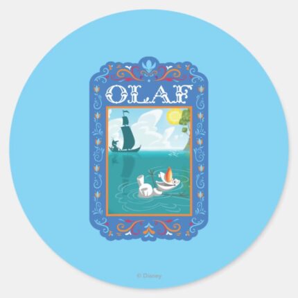Olaf Floating In The Water Classic Round Sticker