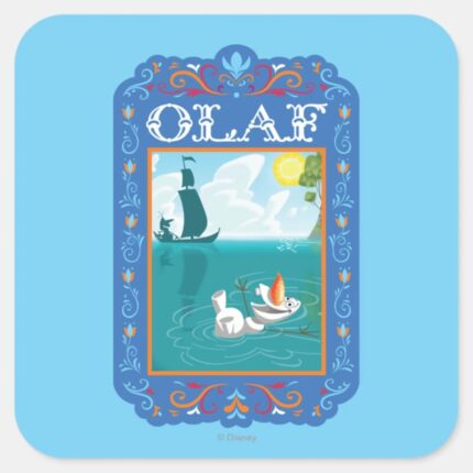 Olaf Floating In The Water Square Sticker