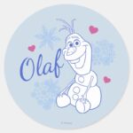 Olaf Snowflakes Classic Round Sticker