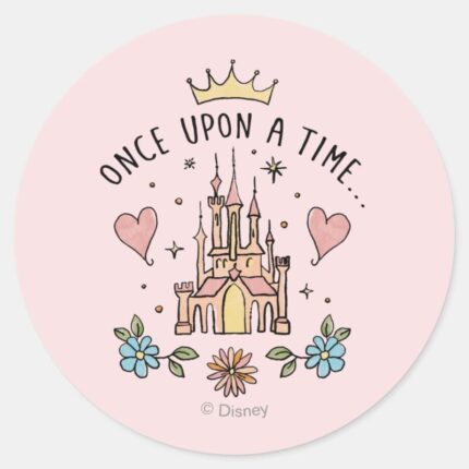 Once Upon A Time Hand Drawn Princess Castle Classic Round Sticker