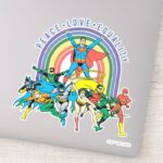 Original Justice League Peace Love Equality Sticker