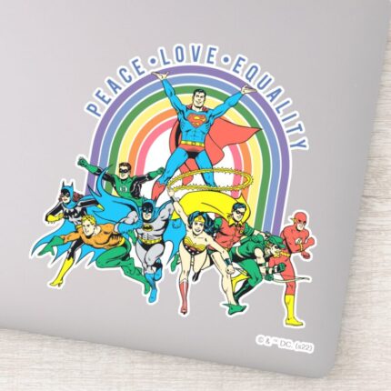 Original Justice League Peace Love Equality Sticker