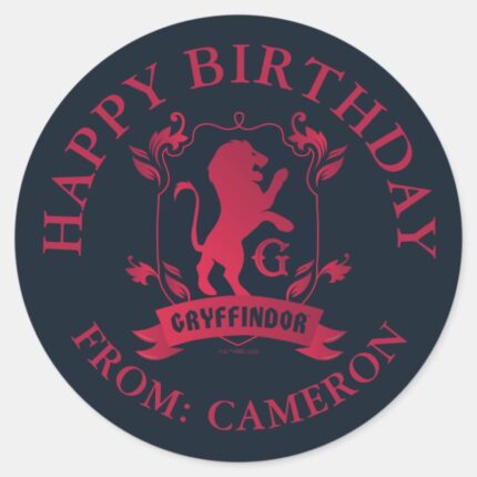 Ornate GRYFFINDOR™ House Crest Happy Birthday Classic Round Sticker