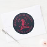 Ornate GRYFFINDOR™ House Crest Happy Holidays Classic Round Sticker
