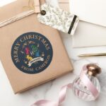 Ornate HOGWARTS™ House Crest Merry Christmas Classic Round Sticker