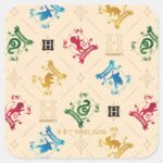 Ornate HOGWARTS™ House Crests Pattern Square Sticker