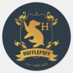Ornate HUFFLEPUFF™ House Crest Classic Round Sticker