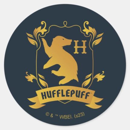 Ornate HUFFLEPUFF™ House Crest Classic Round Sticker