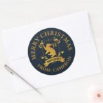 Ornate HUFFLEPUFF™ House Crest Merry Christmas Classic Round Sticker