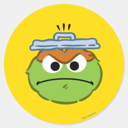 Oscar Angry Face Classic Round Sticker