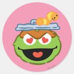 Oscar Smiling Face With Heart Shaped Eyes Classic Round Sticker