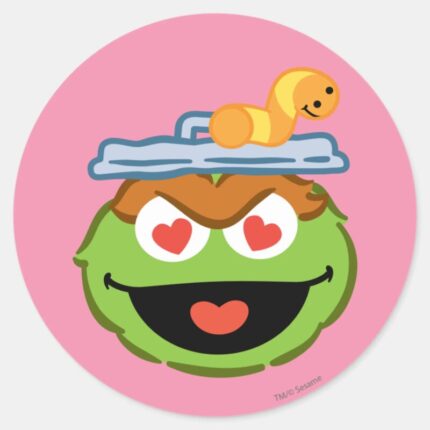 Oscar Smiling Face With Heart Shaped Eyes Classic Round Sticker