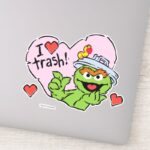 Oscar I Love Trash Valentine Sticker