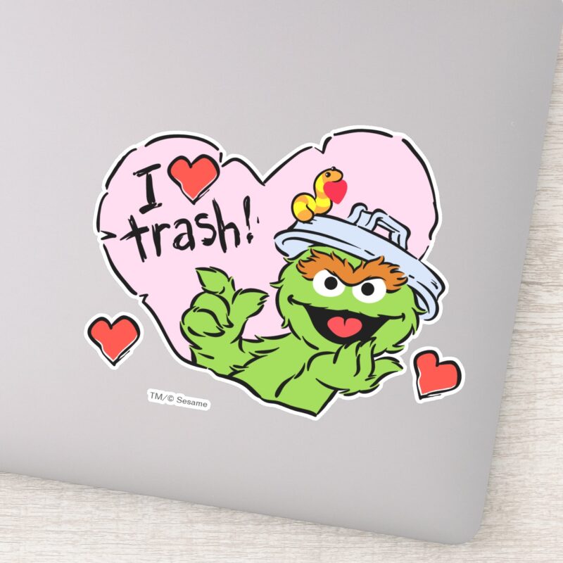 Oscar I Love Trash Valentine Sticker Oscar I Love Trash Valentine Sticker