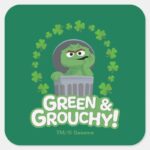 Oscar Green Grouchy Square Sticker