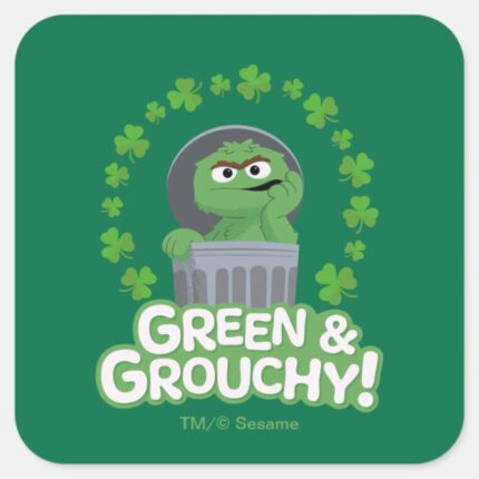 Oscar Green Grouchy Square Sticker