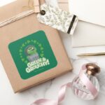 Oscar Green Grouchy Square Sticker
