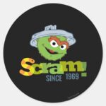 Oscar The Grouch 1969 Classic Round Sticker