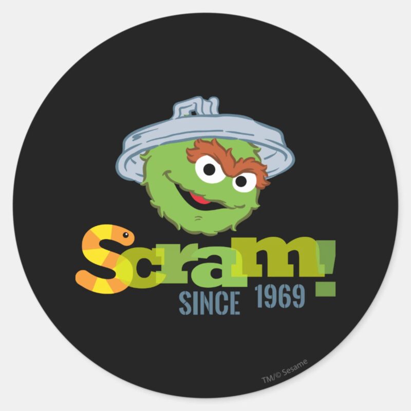Oscar The Grouch 1969 Classic Round Sticker Oscar The Grouch 1969 Classic Round Sticker