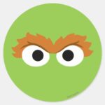 Oscar The Grouch Big Face Classic Round Sticker