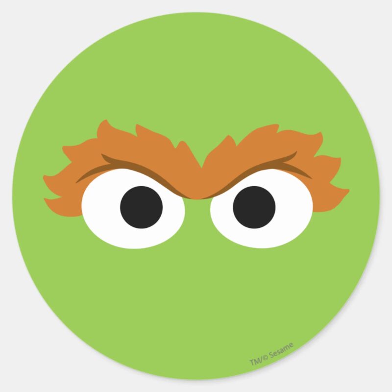 Oscar The Grouch Big Face Classic Round Sticker Oscar The Grouch Big Face Classic Round Sticker