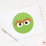 Oscar The Grouch Big Face Classic Round Sticker
