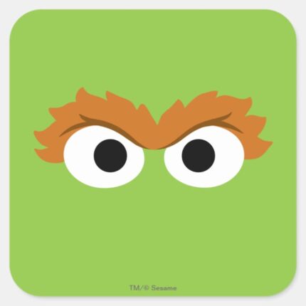 Oscar The Grouch Big Face Square Sticker