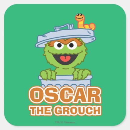Oscar The Grouch Classic Style Square Sticker